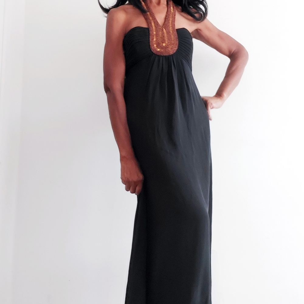 NWT-Ted BakerLondon Silk Maxi, Beaded Neckline - Picture 2 of 16